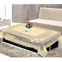 Kuber Industries Floral Design PVC 4 Seater Center Table Cover 40"x60" (Gold) (Model Number: HS_37_KUBMART020512)
