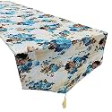 Kuber Industries Floral Design Velvet Dining Table Runner (Brown), CTKTC013815