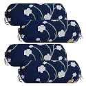 Kuber Industries Floral Print Bolster Cover with Drawstring|Round Bedside Long Pillow Cover|Dewan Pillow Cover Set 16 x 32 |Bolster Cover Set of 4 (Navy Blue)
