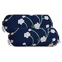 Kuber Industries Floral Print Bolster Cover with Drawstring|Round Bedside Long Pillow Cover|Dewan Pillow Cover Set 16 x 32 |Bolster Cover Set of 2 (Navy Blue)