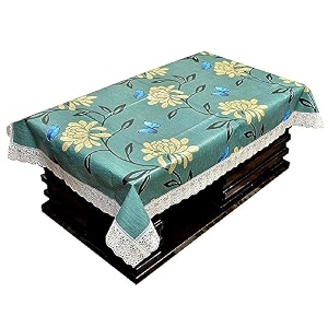kuber industries floral print table cloth 4 seaterwaterproof center table covertable protector for indoor amp outdoor 60x40 green