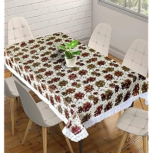 kuber industries floral print table cloth 6 seaterwaterproof dining table cover 6 seatertable protector for indoor amp outdoor 90x60 olive green