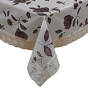 kuber industries checks print exclusive table clothpvc 4 seater center table covertable sheet for dining party eventswaterproof protectorindoor and outdoor use 60x40 brown