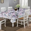 Kuber Industries Floral Print Table Cloth 6 Seater|Waterproof Dining Table Cover 6 Seater|Table Protector for Indoor &amp; Outdoor 90x60 (Cream)