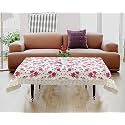 Kuber Industries Floral Print Table Cloth 4 Seater|Waterproof Center Table Cover|Table Protector for Indoor & Outdoor 60x40 (Cream & Pink)