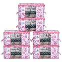 Kuber Industries Floral Print Underbed Storage Bag|Organizer For Clothes Large|Non-Woven Comforter, Blanket Cover|Transparent Window &amp; Zipper|Side Handles|Pack of 6 (Pink)