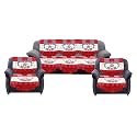 Kuber Industries Flower Cotton 6 Piece 5 Seater Sofa Cover Set (Maroon)-CTKTC28705
