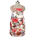 Kuber Industries Flower Design Jute Waterproof Kitchen Apron with Front Pocket (Maroon) - CTKTC040353