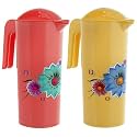Kuber Industries Flower Design Plastic 2 Pieces Water Jug with Lid with Attractive Brown Print, 2 Litre (Multicolour) - CTLTC043789