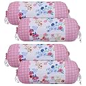 Kuber Industries Flower Print Bolster Cover with Drawstring|Round Bedside Long Pillow Cover|Dewan Pillow Cover Set 16 x 32 |Bolster Cover Set of 4 (Pink)