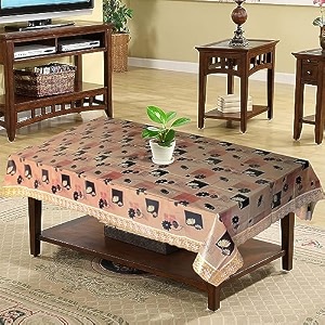 kuber industries flower print table cloth 4 seaterwaterproof center table covertable protector for indoor amp outdoor 60x40 gold lace