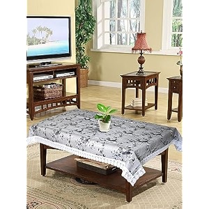 kuber industries flower print table cloth 4 seaterwaterproof center table covertable protector for indoor amp outdoor 60x40 grey