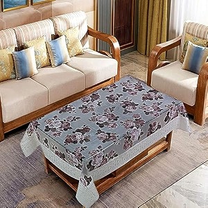 kuber industries flower print table cloth 4 seaterwaterproof center table covertable protector for indoor amp outdoor 60x40 cream amp wine