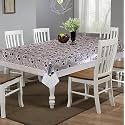 Kuber Industries Flower Print Table Cloth 6 Seater|Waterproof Dining Table Cover 6 Seater|Table Protector for Indoor &amp; Outdoor 90x60 (Ivory)