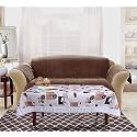 Kuber Industries Flower Print Table Cloth 4 Seater|Waterproof Center Table Cover|Table Protector for Indoor &amp; Outdoor 60x40 (White Lace)