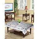 Kuber Industries Flower Print Table Cloth 4 Seater|Waterproof Center Table Cover|Table Protector for Indoor &amp; Outdoor 60x40 (Grey)