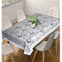 Kuber Industries Flower Print Table Cloth 6 Seater|Waterproof Dining Table Cover 6 Seater|Table Protector for Indoor &amp; Outdoor 90x60 (Grey)