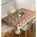 Kuber Industries Flower Print Table Cloth 6 Seater|Waterproof Dining Table Cover 6 Seater|Table Protector for Indoor &amp; Outdoor 90x60 (Gold Lace)