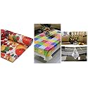 Kuber Industries Flower PVC Wardrobe Kitchen Drawer Shelf Liner 5 Mtr&amp;Kuber Industries PVC Table Cover &amp;Kuber Industries PVC Checkered 4 Seater Center Table Cover