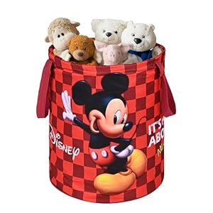 kuber industries polyester foldable 45l toys organizer for kids room - soft toys storage bagbasketcontainer with handles  disney frozen -blue 34x34x42 cm