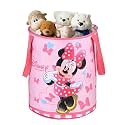 Kuber Industries Polyester Foldable 45L Toys Organizer for Kids Room - Soft Toys Storage Bag/Basket/Container with Handles | Disney Minnie - Pink 34x34x42 cm