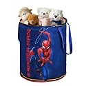 Kuber Industries Polyester Foldable 45L Toys Organizer for Kids Room - Soft Toys Storage Bag/Basket/Container with Handles | Marvel Spiderman - Blue &amp; Red, 34 x 34 x 42 Centimeters