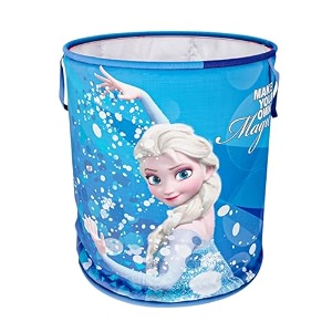 kuber industries foldable laundry basket for clothes  non-woven round cloth laundry bag  washing clothes storage basket  disney frozen  45 ltr  blue