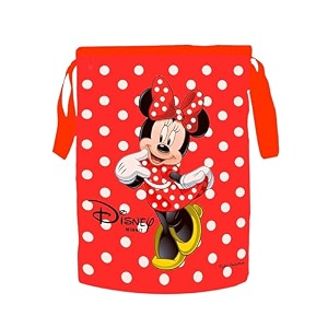 kuber industries foldable laundry basket for clothes  non-woven round cloth laundry bag  washing clothes storage basket  disney minnie mouse  45 ltr  red