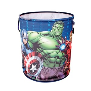 kuber industries foldable laundry basket for clothes  non-woven round cloth laundry bag  washing clothes storage basket  disney mickey mouse  45 ltr  black