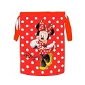Kuber Industries Foldable Laundry Basket for Clothes | Non-Woven Round Cloth Laundry Bag | Washing Clothes Storage Basket | Disney Minnie Mouse | 45 LTR | Red