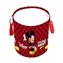 Kuber Industries Foldable Laundry Basket for Clothes | Non-Woven Round Cloth Laundry Bag | Washing Clothes Storage Basket | Disney Mickey Mouse | 45 LTR | Black