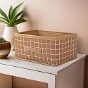 Kuber Industries Foldable Multi-purpose Cloth Organizer for Storage with Drawing Handle | Durable Organisers Storage Box for Clothes/Toys | Check Design - Beige