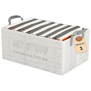 kuber industries pack of 6 foldable non-woven storage box for clothes  dress amp towel organiser for wardrobe  collapsible container basket - grey