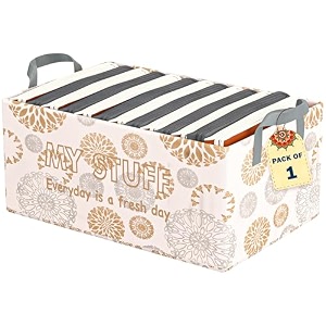 kuber industries foldable non-woven storage box for clothes  dress amp towel organiser for wardrobe  collapsible container basket - white