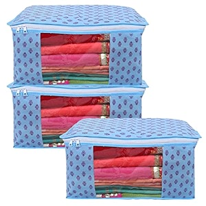 kuber industries clothes organizer for wardrobe pack of 6 - storage organizer for saree  shirts  salwar  lehenga  clothes - dress organizer for wardrobe - saree covers with zip printed brown