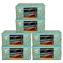 Kuber Industries Foldable saree covers with Zip|Non Woven Clothes Organiser for wardrobe |Leaf Print With Transparent Window|Suitable for Lehenga, Suit, Dress|Pack Of 6 (Green)