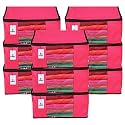 Kuber Industries Underbed Storage Bag|Organizer For Clothes Large|Non-Woven Comforter, Blanket Cover|Transparent Window &amp; Premium Zipper|Side Handles|Pack of 3 (Pink)