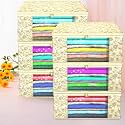 Kuber Industries Clothes Organizer For Wardrobe (Pack of 6) - Storage Organizer For Saree | Shirts | Salwar | Lehenga | Clothes - Dress Organizer For Wardrobe - Saree Covers With Zip (Printed) (Brown)