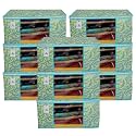 Kuber Industries Foldable saree covers with Zip|Non Woven Clothes Organiser for wardrobe |Leaf Print With Transparent Window|Suitable for Lehenga, Suit, Dress|Pack Of 9 (Green)