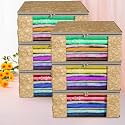 Kuber Industries Clothes Organizer For Wardrobe (Pack of 6) - Storage Organizer For Saree | Shirts | Salwar | Lehenga | Clothes - Dress Organizer For Wardrobe - Saree Covers With Zip (Printed) (Brown)