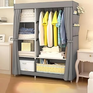 kuber industries non-woven drawer storage boxfoldable toys organizer for kidscloset box with pull out handlepack of 2 grey 40 x 29 x 23 cm