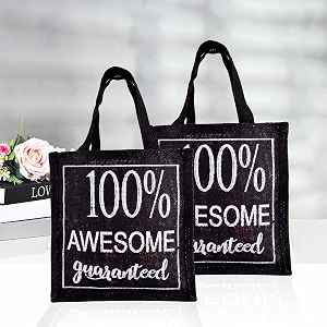 kuber industries reusable lunch bag with handle  jute carry bag  lunch handbag for office  tiffin carry hand bag  awesome-print  small  pack of 2  black