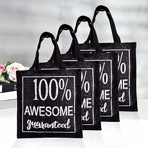 kuber industries reusable lunch bag with handle  jute carry bag  lunch handbag for office  tiffin carry hand bag  awesome-print  small  black