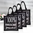 Kuber Industries Reusable Lunch Bag with Handle | Jute Carry Bag | Lunch Handbag for Office | Tiffin Carry Hand Bag | Awesome-Print | Small | Black