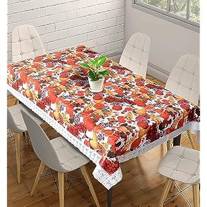 kuber industries fruit print table cloth 6 seaterwaterproof dining table cover 6 seatertable protector for indoor amp outdoor 90x60 multi