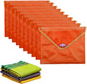 KUBER INDUSTRIES Garment Covers 10 Pcs Organza Saree Covers for Gifting with Flap Closure | Golden Lace - Orange 112KM43564