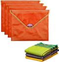 KUBER INDUSTRIES Garment Covers 4 Pcs Organza Saree Covers for Gifting with Flap Closure | Golden Lace - Orange 112KM43561