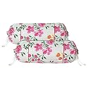 Kuber Industries Cotton Leaf Print Bolster Cover with Drawstring|Round Bedside Long Pillow Cover|Dewan Pillow Cover Set 16 X 32 |Bolster Cover Set of 2 (Cream)