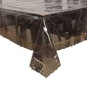 Kuber Industries Golden Lace PVC 6 Seater Dining Table Cover - Transparent