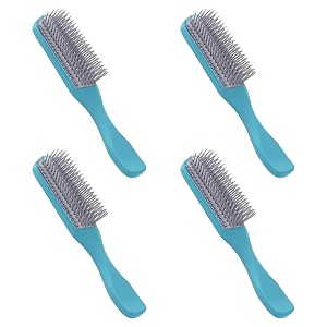 kuber industries hair brush  bristles brush  hair brush with paddle  brush for curly wavy hairs  suitable for all hair types  hair brush styling hair  4 piece  c19ble  pack of 2  blue